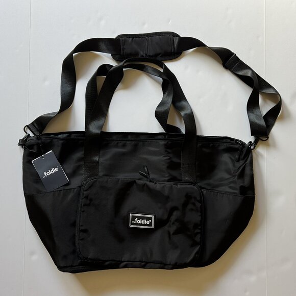 THE FOLDIE Travel Tote Bag Black NEW Original Package & Tag EXPANDABLE 40L Nylon - Picture 11 of 16